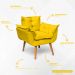 Kit 2 Poltronas Decorativas Para Sala Recepção Manicure ePuff Decorativo Para Quarto Penteadeira Suede Amarelo