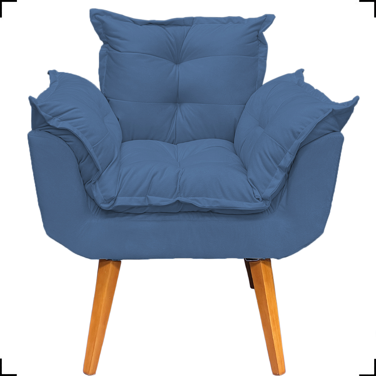 Kit 2 Poltronas Decorativas Para Sala Recepção Manicure ePuff Decorativo Para Quarto Penteadeira Suede Azul Marinho