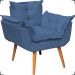 Kit 2 Poltronas Decorativas Para Sala Recepção Manicure ePuff Decorativo Para Quarto Penteadeira Suede Azul Marinho