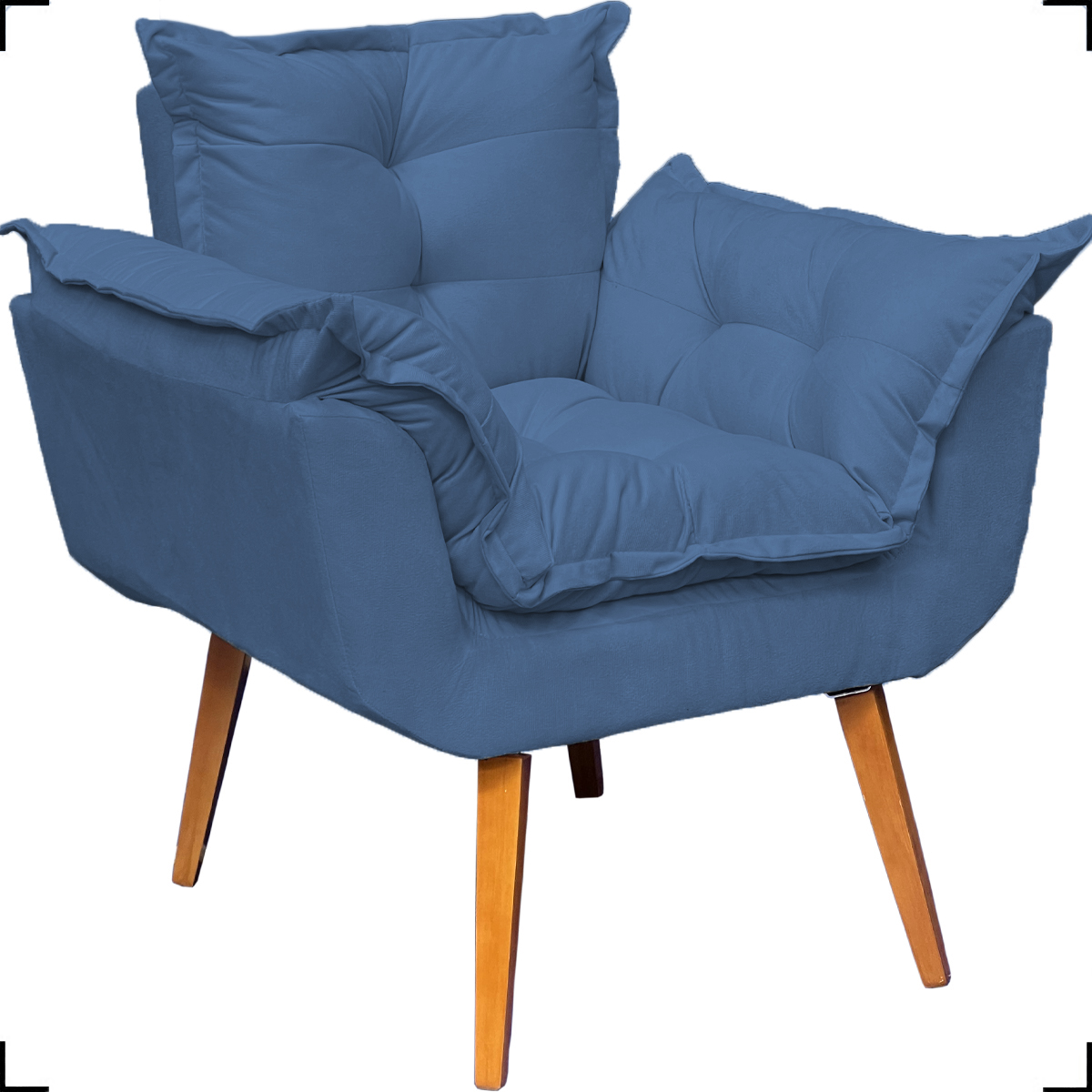 Kit 2 Poltronas Decorativas Para Sala Recepção Manicure ePuff Decorativo Para Quarto Penteadeira Suede Azul Marinho