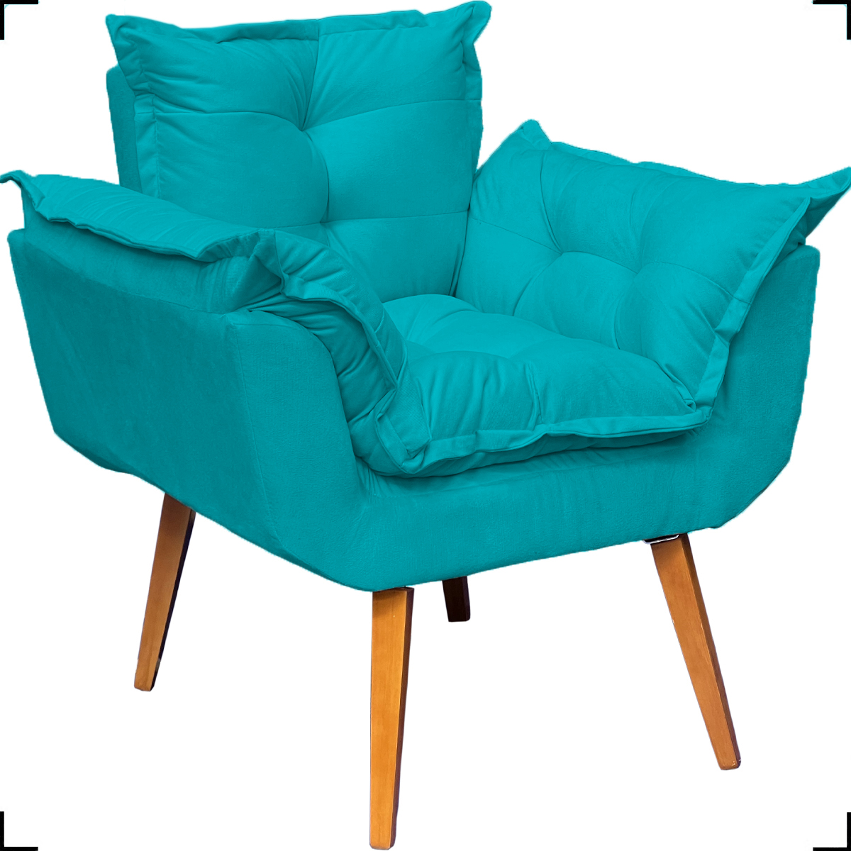 Kit 2 Poltronas Decorativas Para Sala Recepção Manicure ePuff Decorativo Para Quarto Penteadeira Suede Azul Turquesa