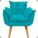 Kit 2 Poltronas Decorativas Para Sala Recepção Manicure ePuff Decorativo Para Quarto Penteadeira Suede Azul Turquesa