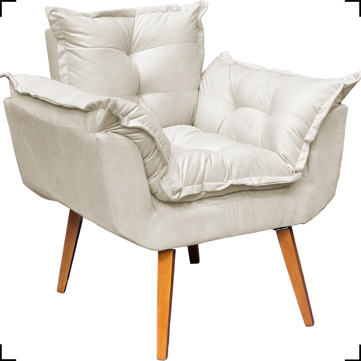 Kit 2 Poltronas Decorativas Para Sala Recepção Manicure ePuff Decorativo Para Quarto Penteadeira Suede Bege