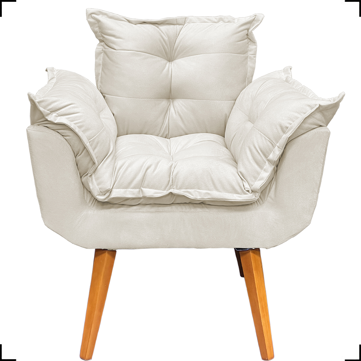 Kit 2 Poltronas Decorativas Para Sala Recepção Manicure ePuff Decorativo Para Quarto Penteadeira Suede Bege