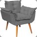 Kit 2 Poltronas Decorativas Para Sala Recepção Manicure ePuff Decorativo Para Quarto Penteadeira Suede Cinza