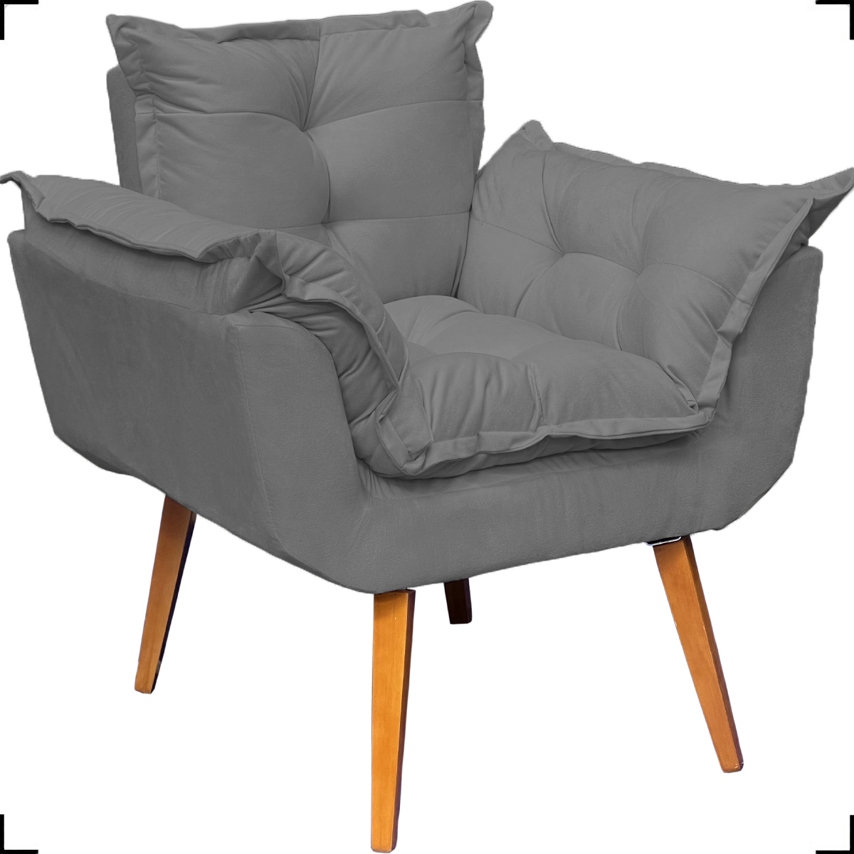 Kit 2 Poltronas Decorativas Para Sala Recepção Manicure ePuff Decorativo Para Quarto Penteadeira Suede Cinza