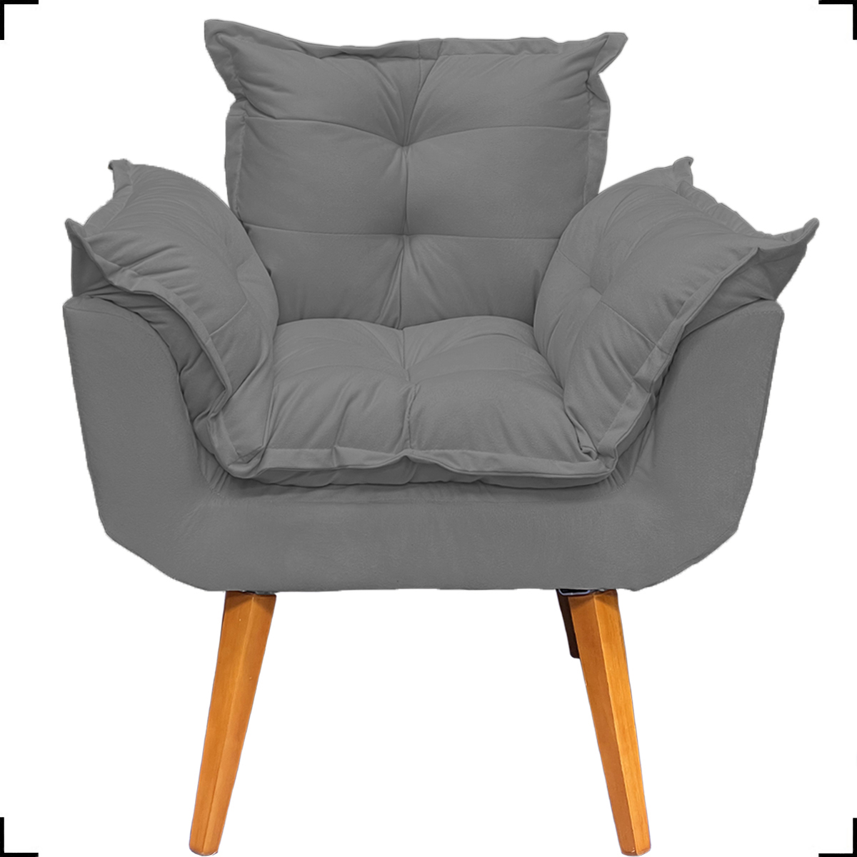 Kit 2 Poltronas Decorativas Para Sala Recepção Manicure ePuff Decorativo Para Quarto Penteadeira Suede Cinza