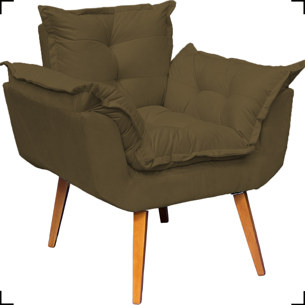 Kit 2 Poltronas Decorativas Para Sala Recepção Manicure ePuff Decorativo Para Quarto Penteadeira Suede Marrom