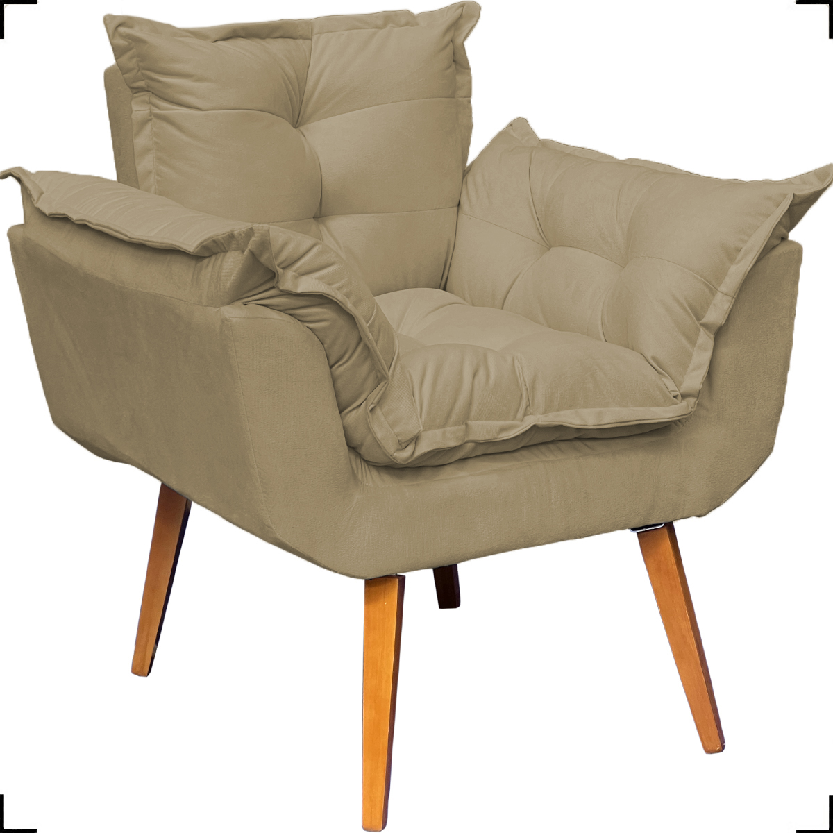 Kit 2 Poltronas Decorativas Para Sala Recepção Manicure ePuff Decorativo Para Quarto Penteadeira Suede Nude