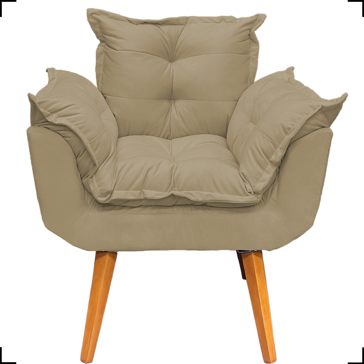 Kit 2 Poltronas Decorativas Para Sala Recepção Manicure ePuff Decorativo Para Quarto Penteadeira Suede Nude