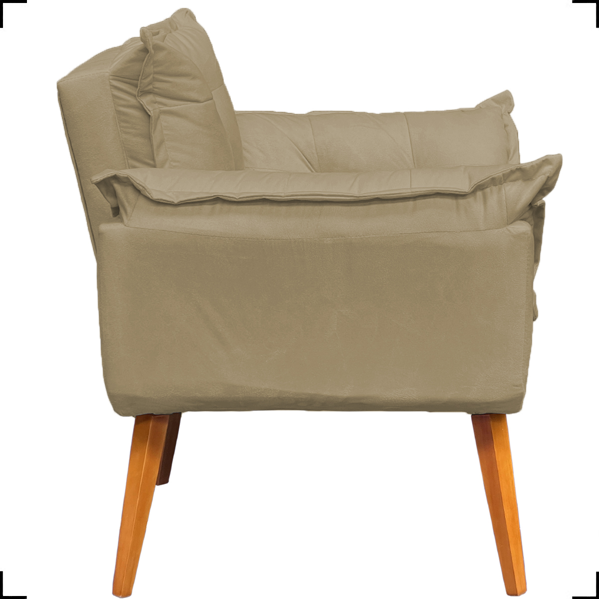 Kit 2 Poltronas Decorativas Para Sala Recepção Manicure ePuff Decorativo Para Quarto Penteadeira Suede Nude
