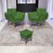 Kit 2 Poltronas Decorativas Para Sala Recepção Manicure ePuff Decorativo Para Quarto Penteadeira Suede Verde