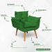 Kit 2 Poltronas Decorativas Para Sala Recepção Manicure ePuff Decorativo Para Quarto Penteadeira Suede Verde