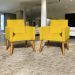 Kit 2 Poltronas Decorativas Para Sala, Manicure, Quarto Nina Suede Amarelo Pé Castanho - Clique E Decore