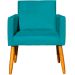 Kit 2 Poltronas Decorativas Para Sala, Manicure, Quarto Nina Suede Azul Turquesa Pé Castanho - Clique E Decore