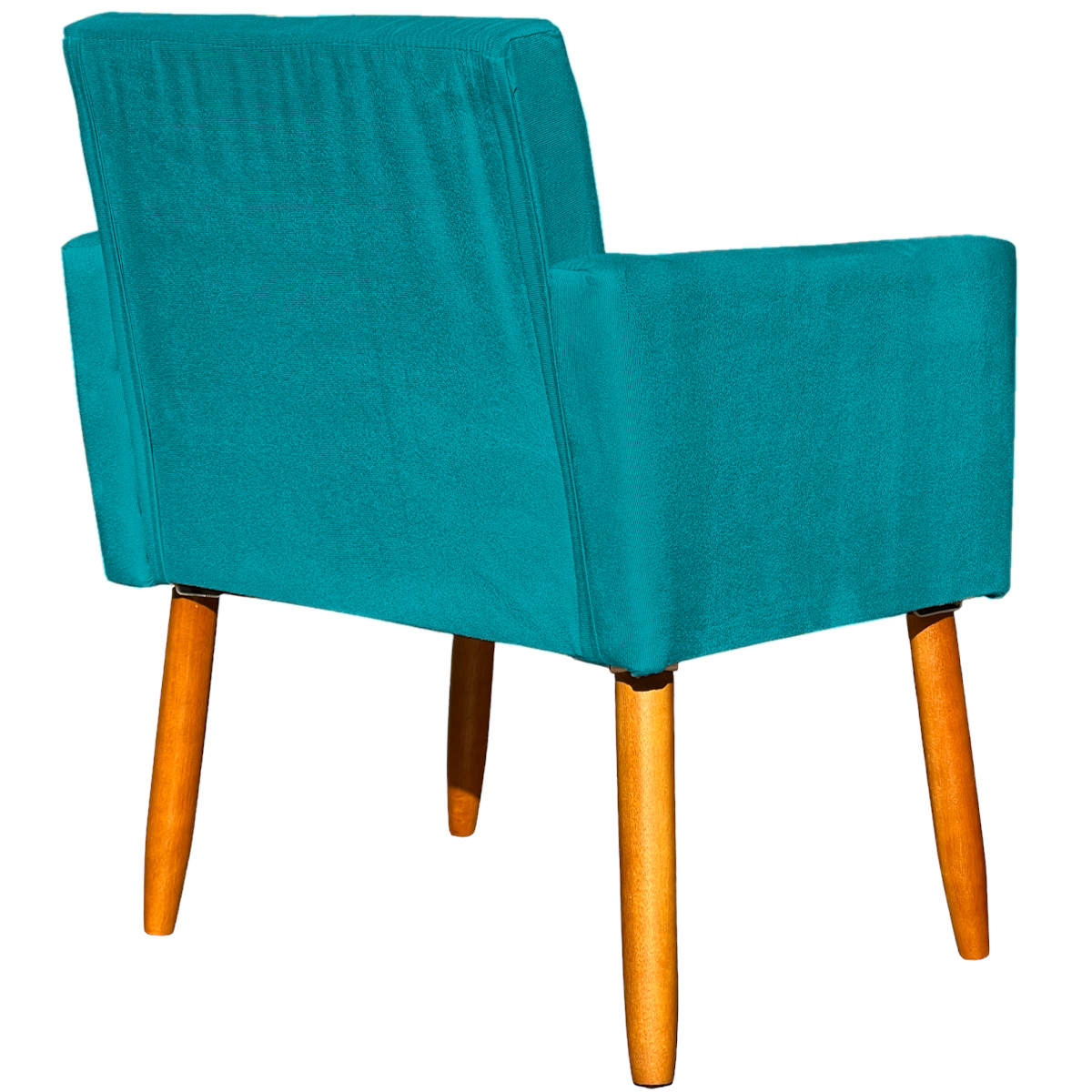 Kit 2 Poltronas Decorativas Para Sala, Manicure, Quarto Nina Suede Azul Turquesa Pé Castanho - Clique E Decore