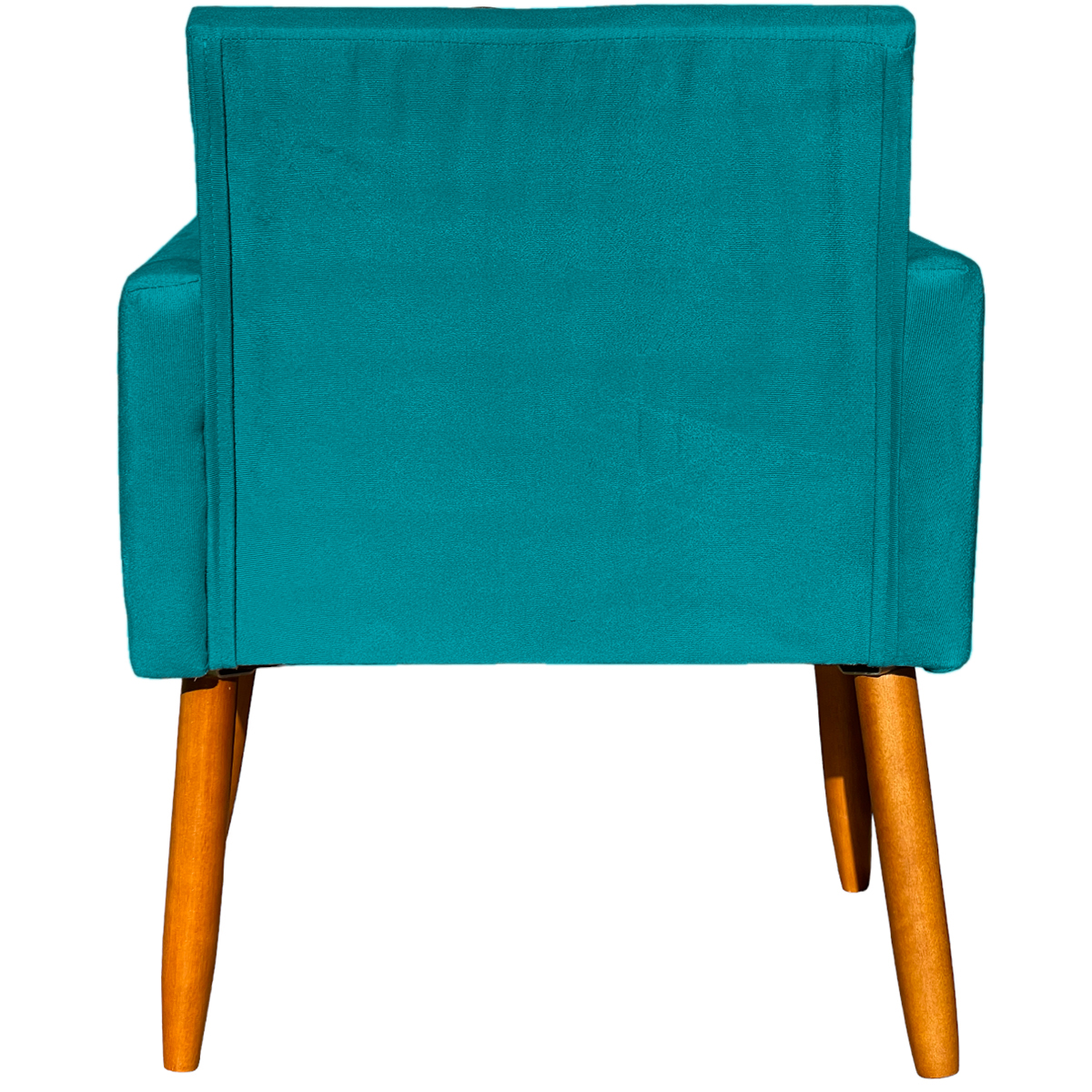 Kit 2 Poltronas Decorativas Para Sala, Manicure, Quarto Nina Suede Azul Turquesa Pé Castanho - Clique E Decore