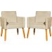 Kit 2 Poltronas Decorativas Para Sala, Manicure, Quarto Nina Suede Bege Pé Castanho - Clique E Decore