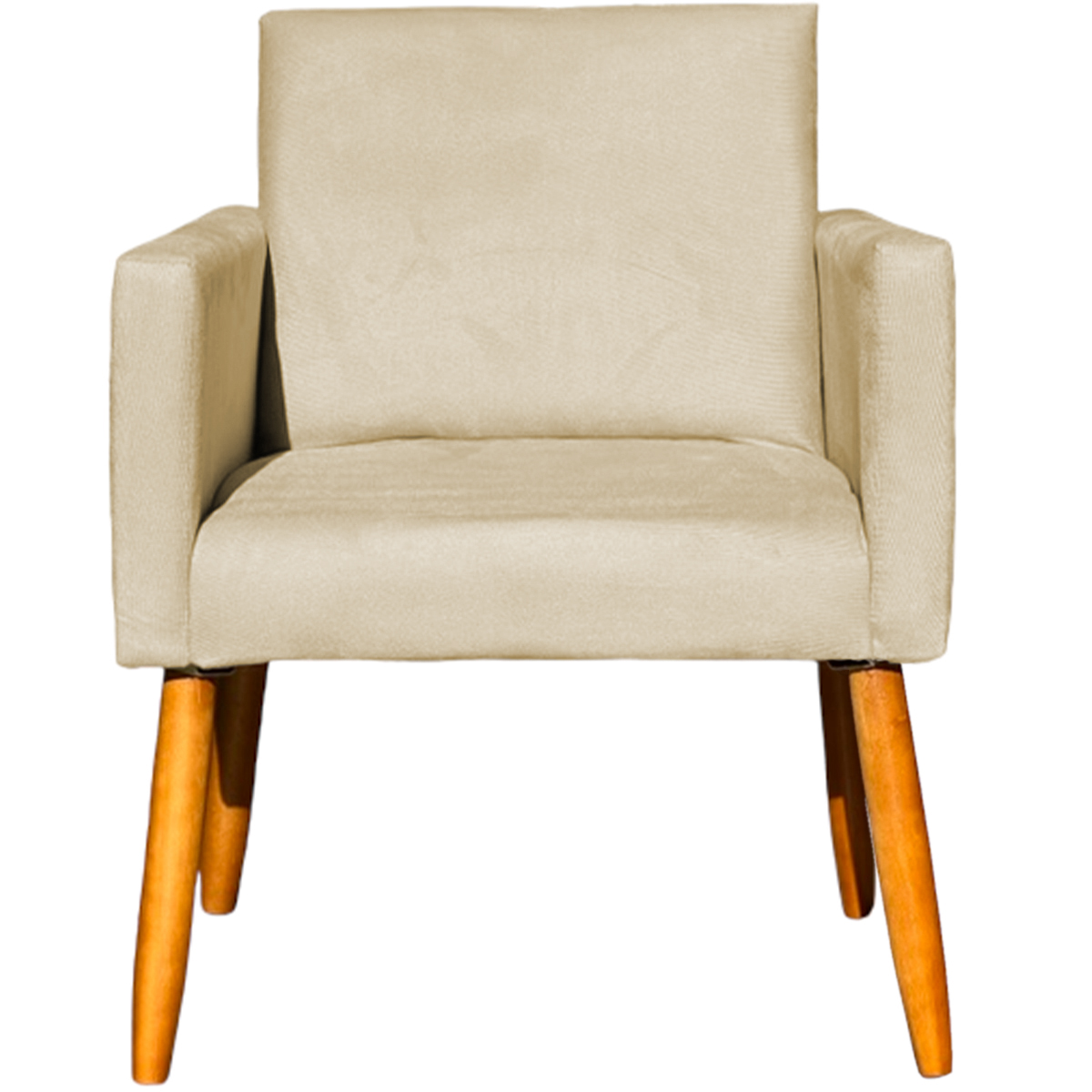 Kit 2 Poltronas Decorativas Para Sala, Manicure, Quarto Nina Suede Bege Pé Castanho - Clique E Decore