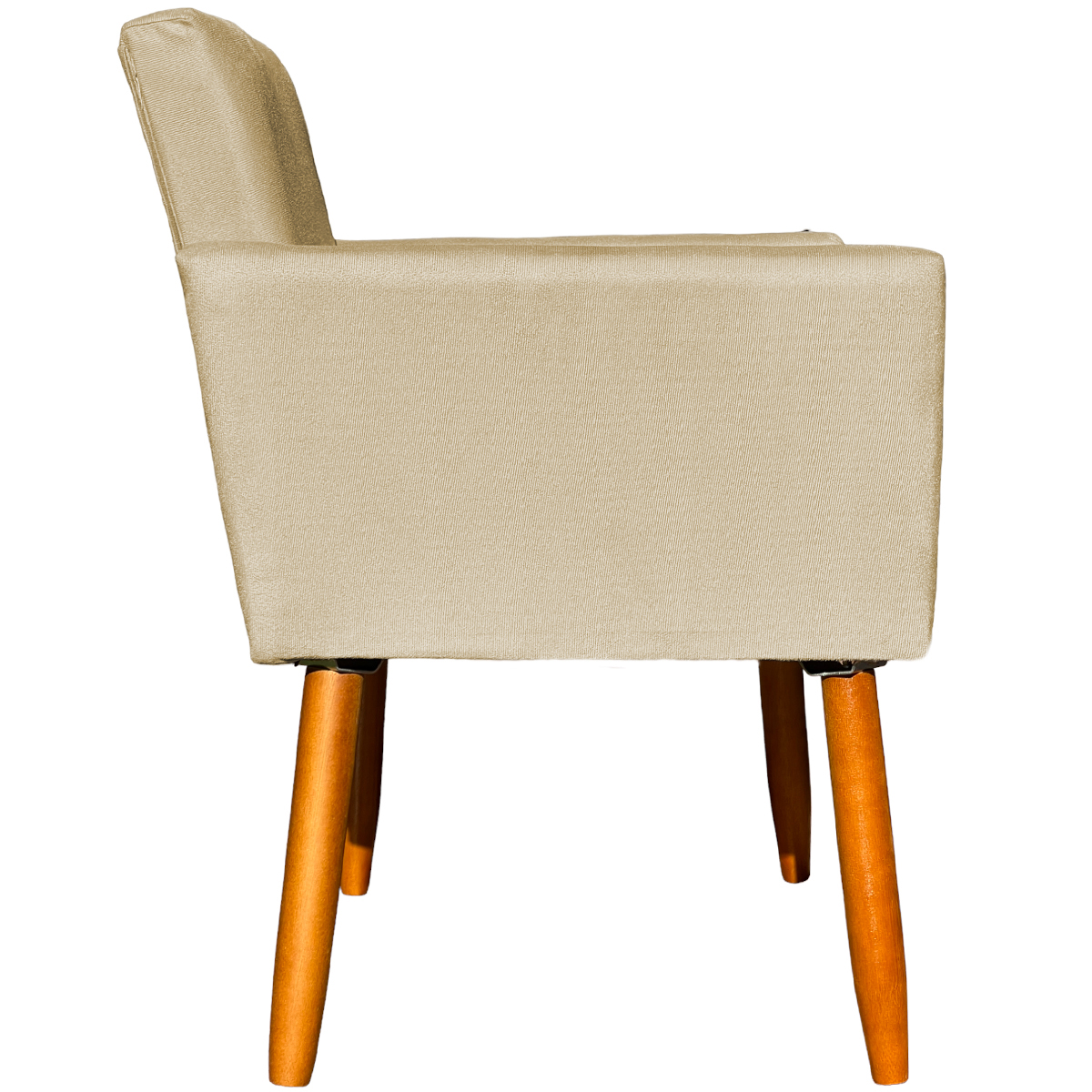 Kit 2 Poltronas Decorativas Para Sala, Manicure, Quarto Nina Suede Bege Pé Castanho - Clique E Decore