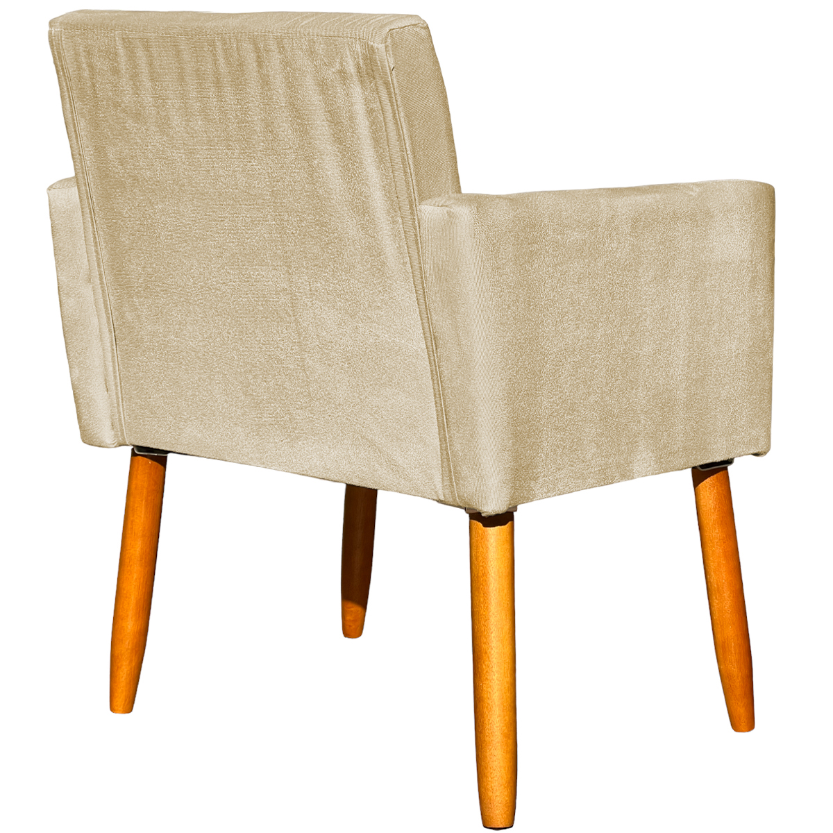 Kit 2 Poltronas Decorativas Para Sala, Manicure, Quarto Nina Suede Bege Pé Castanho - Clique E Decore