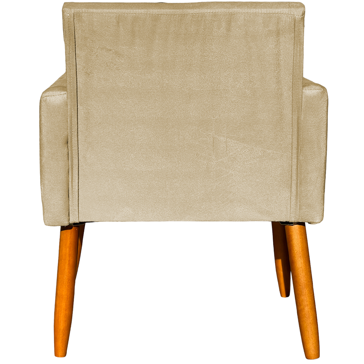 Kit 2 Poltronas Decorativas Para Sala, Manicure, Quarto Nina Suede Bege Pé Castanho - Clique E Decore