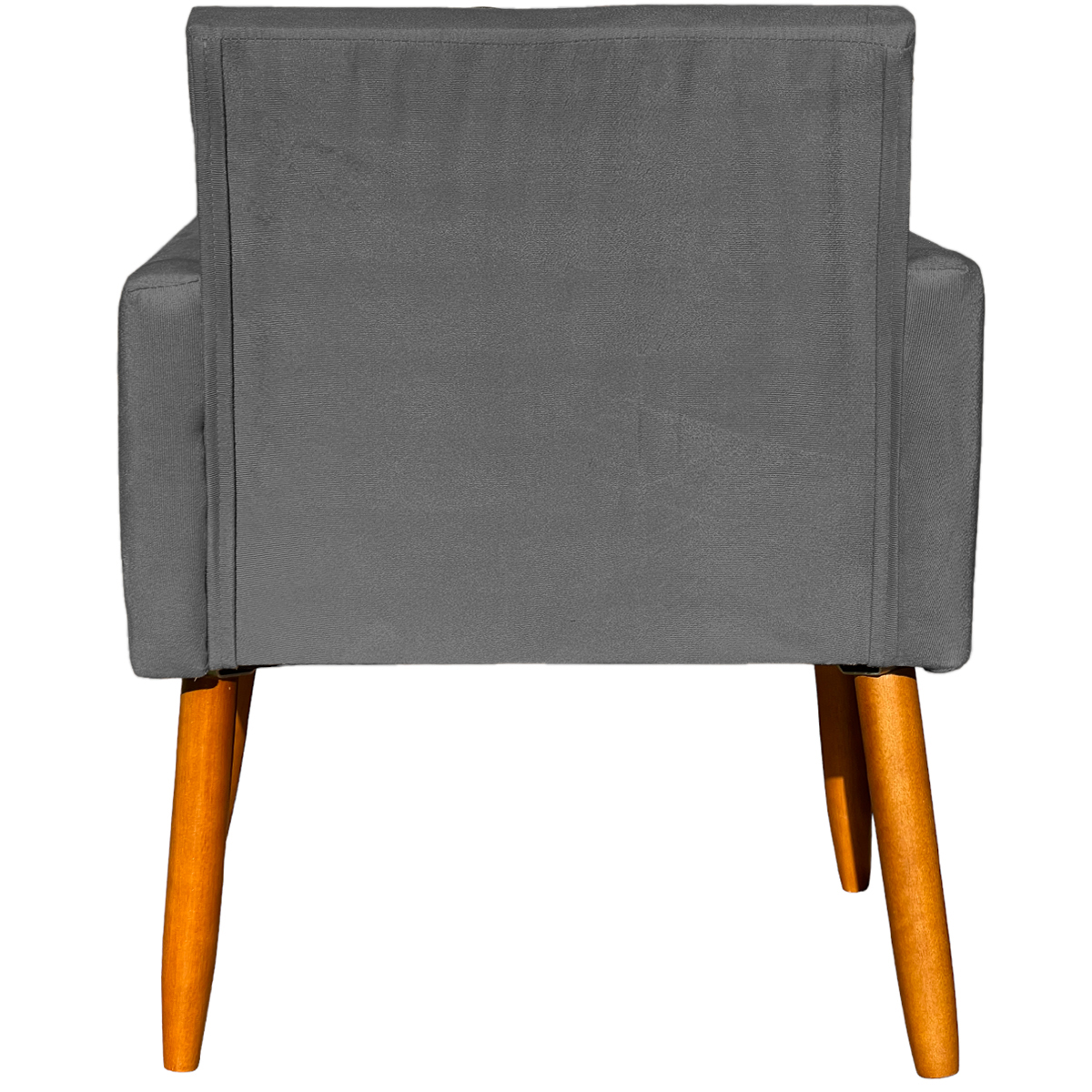 Kit 2 Poltronas Decorativas Para Sala, Manicure, Quarto Nina Suede Cinza Pé Castanho - Clique E Decore
