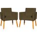 Kit 2 Poltronas Decorativas Para Sala, Manicure, Quarto Nina Suede Marrom Pé Castanho - Clique E Decore