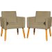 Kit 2 Poltronas Decorativas Para Sala, Manicure, Quarto Nina Suede Nude Pé Castanho - Clique E Decore