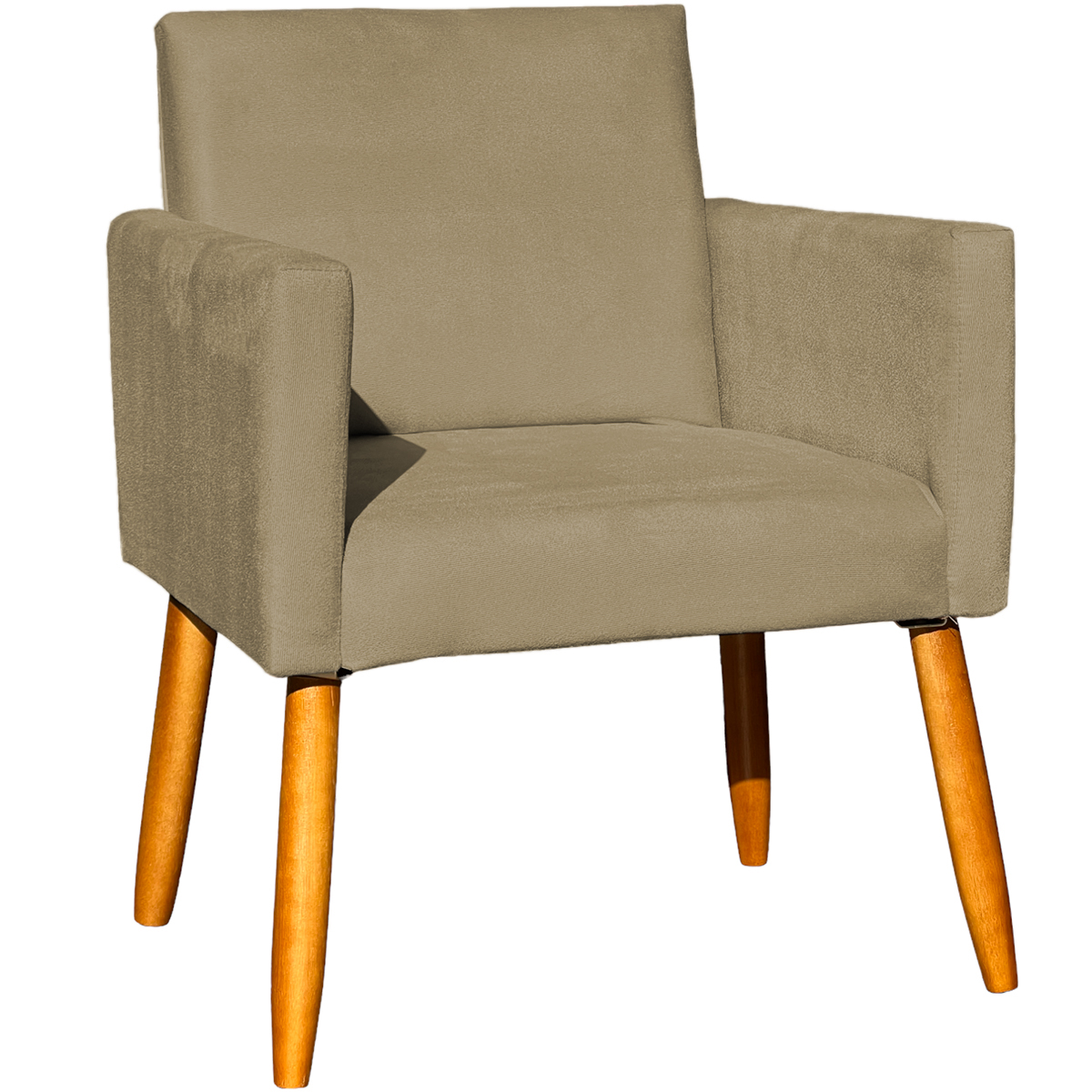Kit 2 Poltronas Decorativas Para Sala, Manicure, Quarto Nina Suede Nude Pé Castanho - Clique E Decore