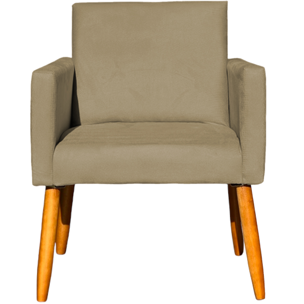 Kit 2 Poltronas Decorativas Para Sala, Manicure, Quarto Nina Suede Nude Pé Castanho - Clique E Decore