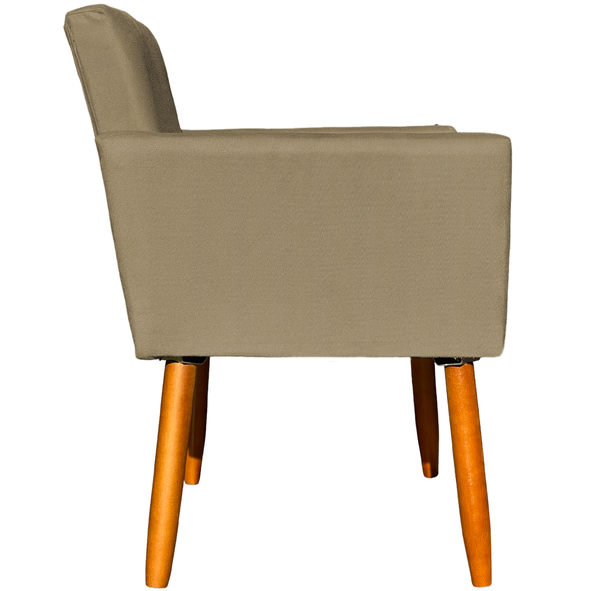Kit 2 Poltronas Decorativas Para Sala, Manicure, Quarto Nina Suede Nude Pé Castanho - Clique E Decore