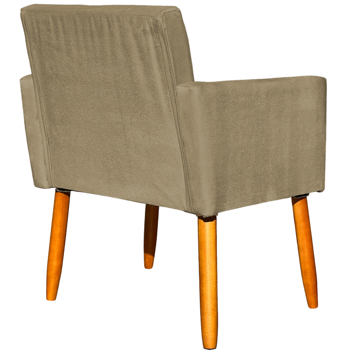 Kit 2 Poltronas Decorativas Para Sala, Manicure, Quarto Nina Suede Nude Pé Castanho - Clique E Decore