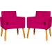 Kit 2 Poltronas Decorativas Para Sala, Manicure, Quarto Nina Suede Pink Pé Castanho - Clique E Decore