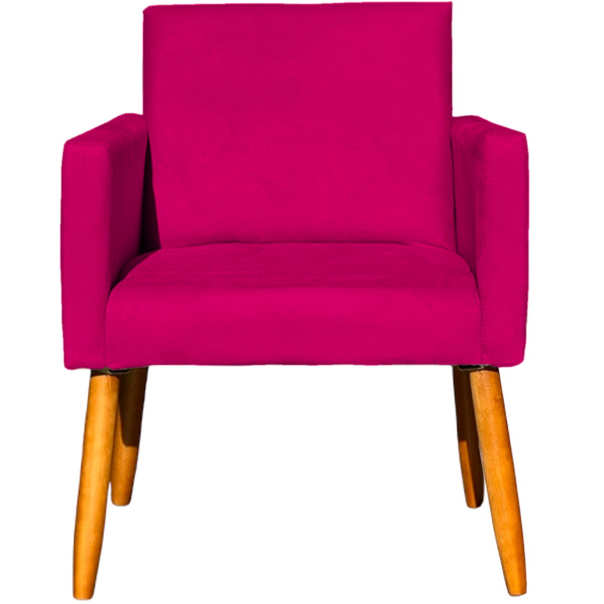 Kit 2 Poltronas Decorativas Para Sala, Manicure, Quarto Nina Suede Pink Pé Castanho - Clique E Decore