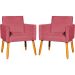 Kit 2 Poltronas Decorativas Para Sala, Manicure, Quarto Nina Suede Rose Pé Castanho - Clique E Decore