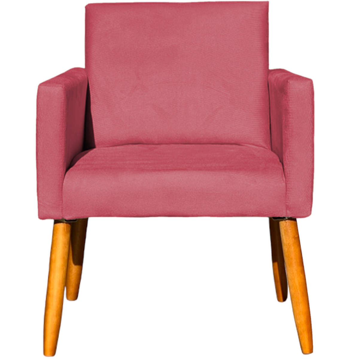 Kit 2 Poltronas Decorativas Para Sala, Manicure, Quarto Nina Suede Rose Pé Castanho - Clique E Decore