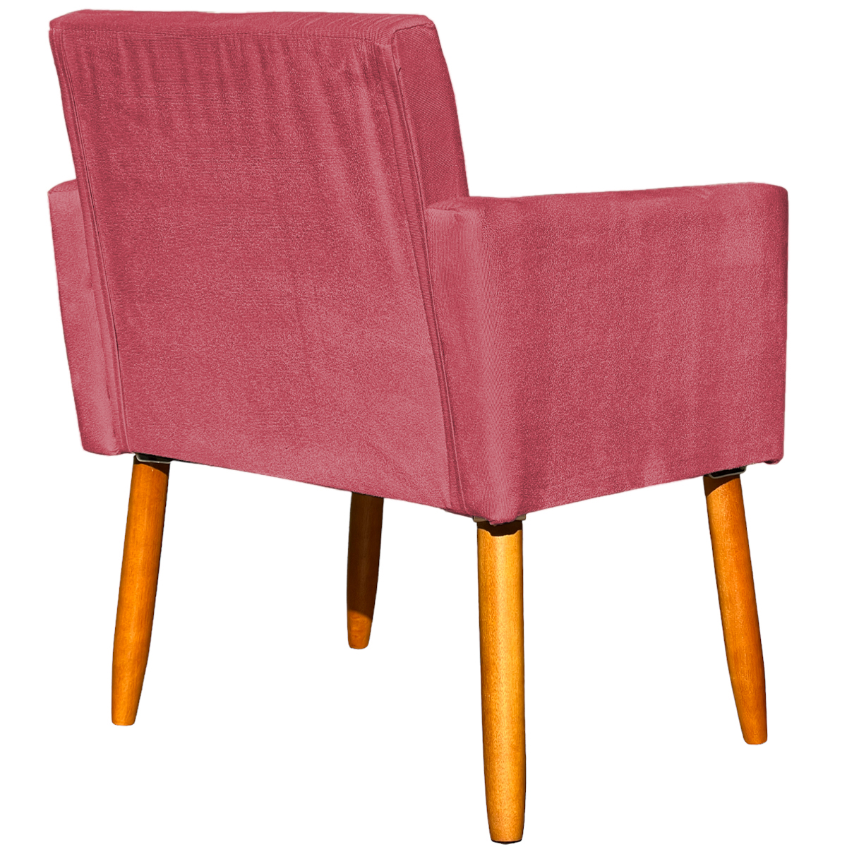 Kit 2 Poltronas Decorativas Para Sala, Manicure, Quarto Nina Suede Rose Pé Castanho - Clique E Decore