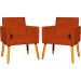 Kit 2 Poltronas Decorativas Para Sala, Manicure, Quarto Nina Suede Terracota Pé Castanho - Clique E Decore