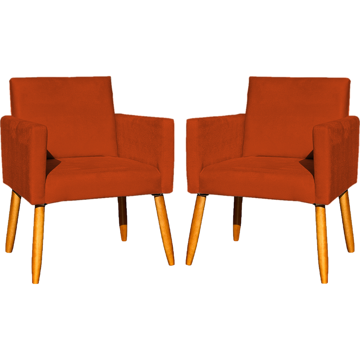 Kit 2 Poltronas Decorativas Para Sala, Manicure, Quarto Nina Suede Terracota Pé Castanho - Clique E Decore