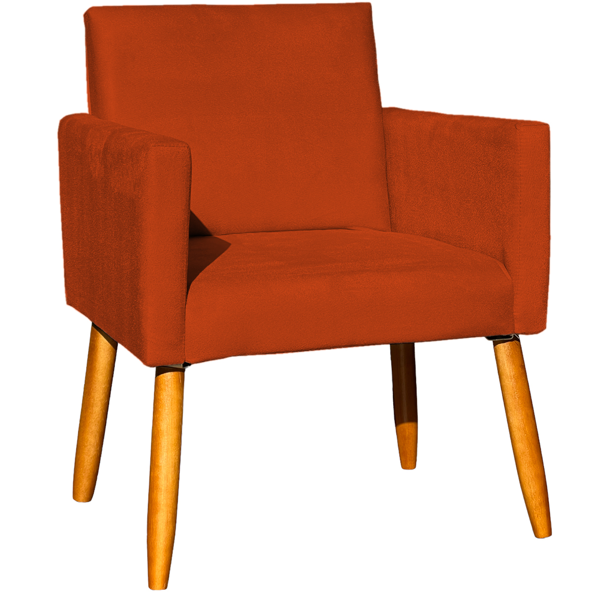 Kit 2 Poltronas Decorativas Para Sala, Manicure, Quarto Nina Suede Terracota Pé Castanho - Clique E Decore