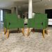 Kit 2 Poltronas Decorativas Para Sala, Manicure, Quarto Nina Suede Verde Pé Castanho - Clique E Decore