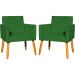 Kit 2 Poltronas Decorativas Para Sala, Manicure, Quarto Nina Suede Verde Pé Castanho - Clique E Decore