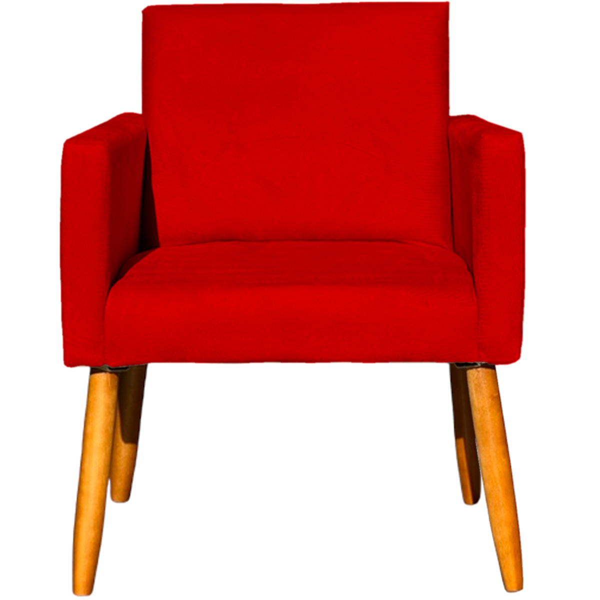 Kit 2 Poltronas Decorativas Para Sala, Manicure, Quarto Nina Suede Vermelho Pé Castanho - Clique E Decore