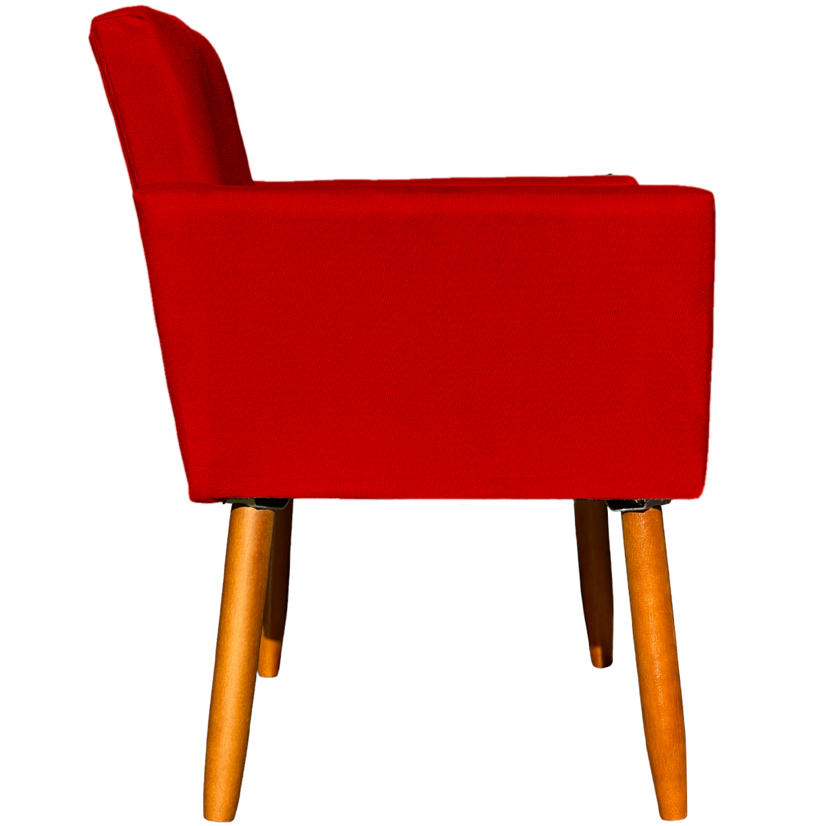 Kit 2 Poltronas Decorativas Para Sala, Manicure, Quarto Nina Suede Vermelho Pé Castanho - Clique E Decore