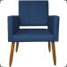 Kit 2 Poltronas Decorativas Para Sala, Quarto, Escritório Isa Suede Azul Marinho Pé Castanho - Clique E Decore