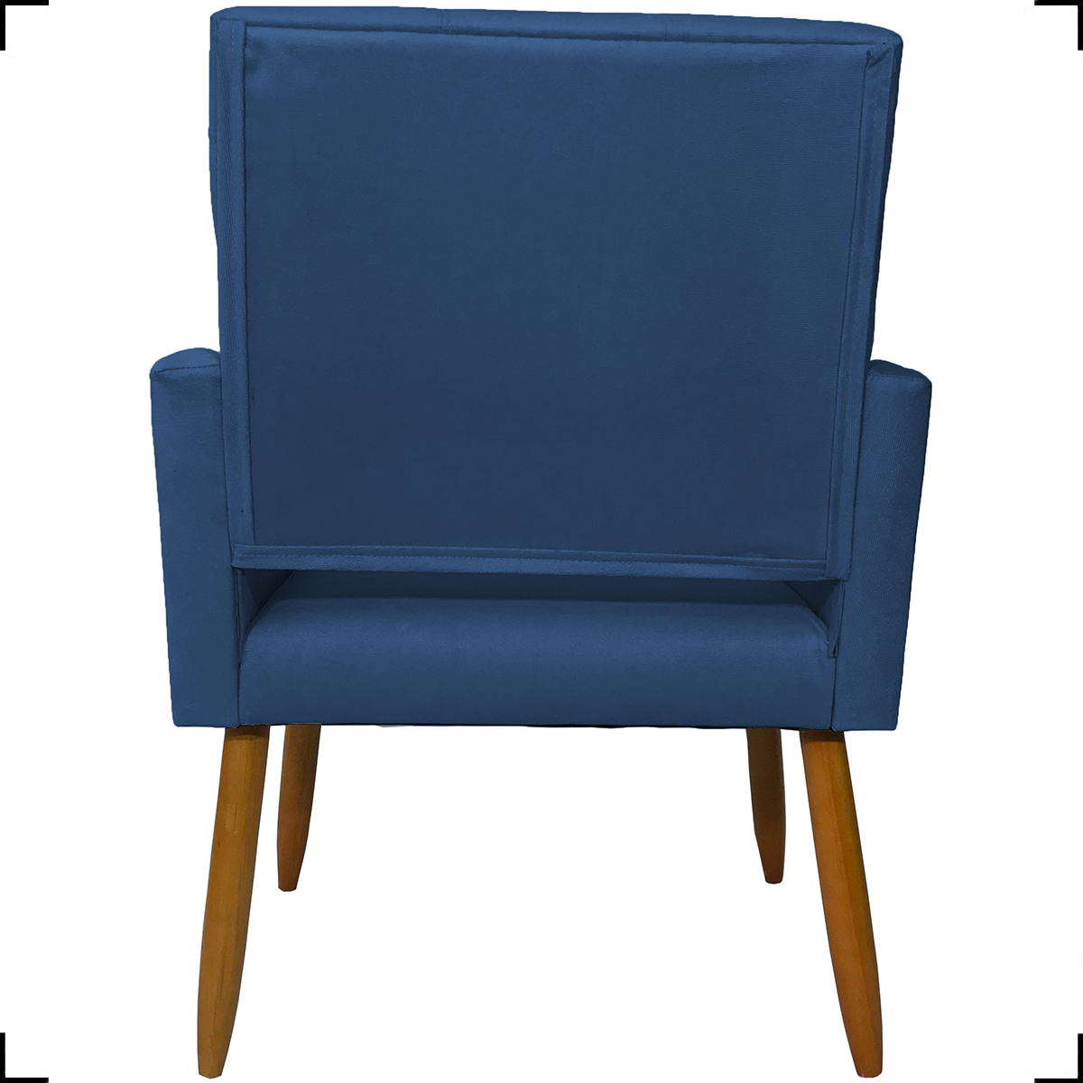 Kit 2 Poltronas Decorativas Para Sala, Quarto, Escritório Isa Suede Azul Marinho Pé Castanho - Clique E Decore