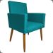 Kit 2 Poltronas Decorativas Para Sala, Quarto, Escritório Isa Suede Azul Turquesa Pé Castanho - Clique E Decore