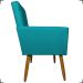 Kit 2 Poltronas Decorativas Para Sala, Quarto, Escritório Isa Suede Azul Turquesa Pé Castanho - Clique E Decore