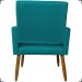 Kit 2 Poltronas Decorativas Para Sala, Quarto, Escritório Isa Suede Azul Turquesa Pé Castanho - Clique E Decore